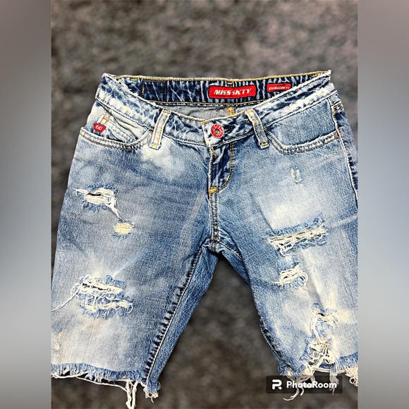 Miss Sixty Jeans Ripped Distressed Jean Shorts - 24 - Picture 6 of 16